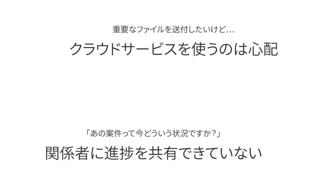 クラウドサービスを使うのは心配。関係者に進捗を共有できていない。